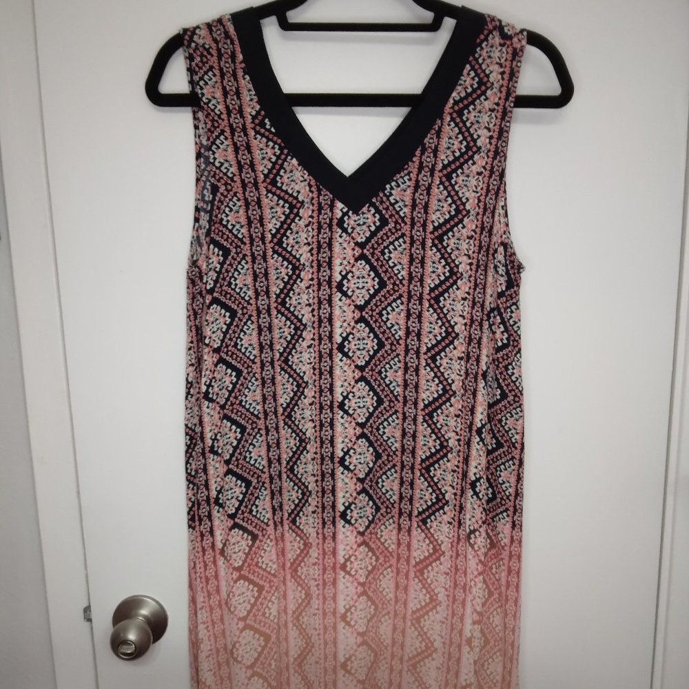 Mystree Pink Blue Striped Ombré Straight Line Sleeveless Mini Dress - Size M